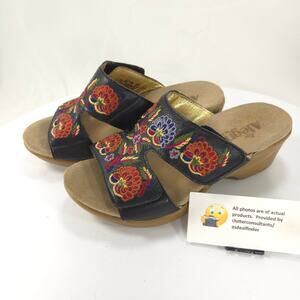 Alegria Embroidered Leather Slide Sandal Casual Womens Size 8.5 38 LIN601N Multi